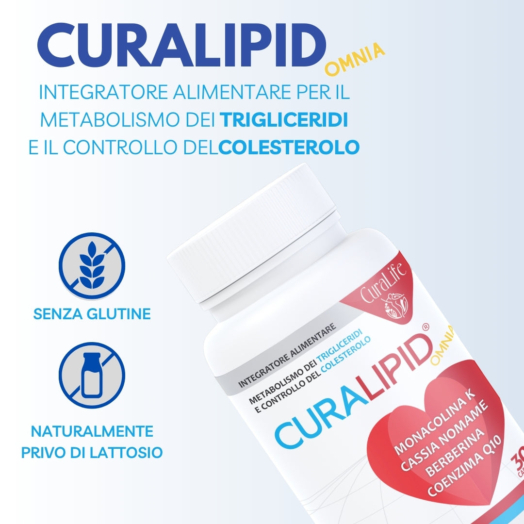 Curalipid Omnia 30 Cps Integratore Alimentare Di Monacolina K - Cassia Nomame - Berberina E Coenzima Q10 - Aiuta A Mantenere I Normali Livelli Di Colesterolo Nel Sangue