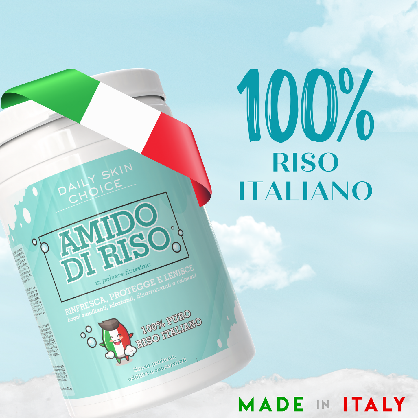 Amido di Riso Puro Italiano per Bagno, Lenitivo e Rinfrescante, 1 kg