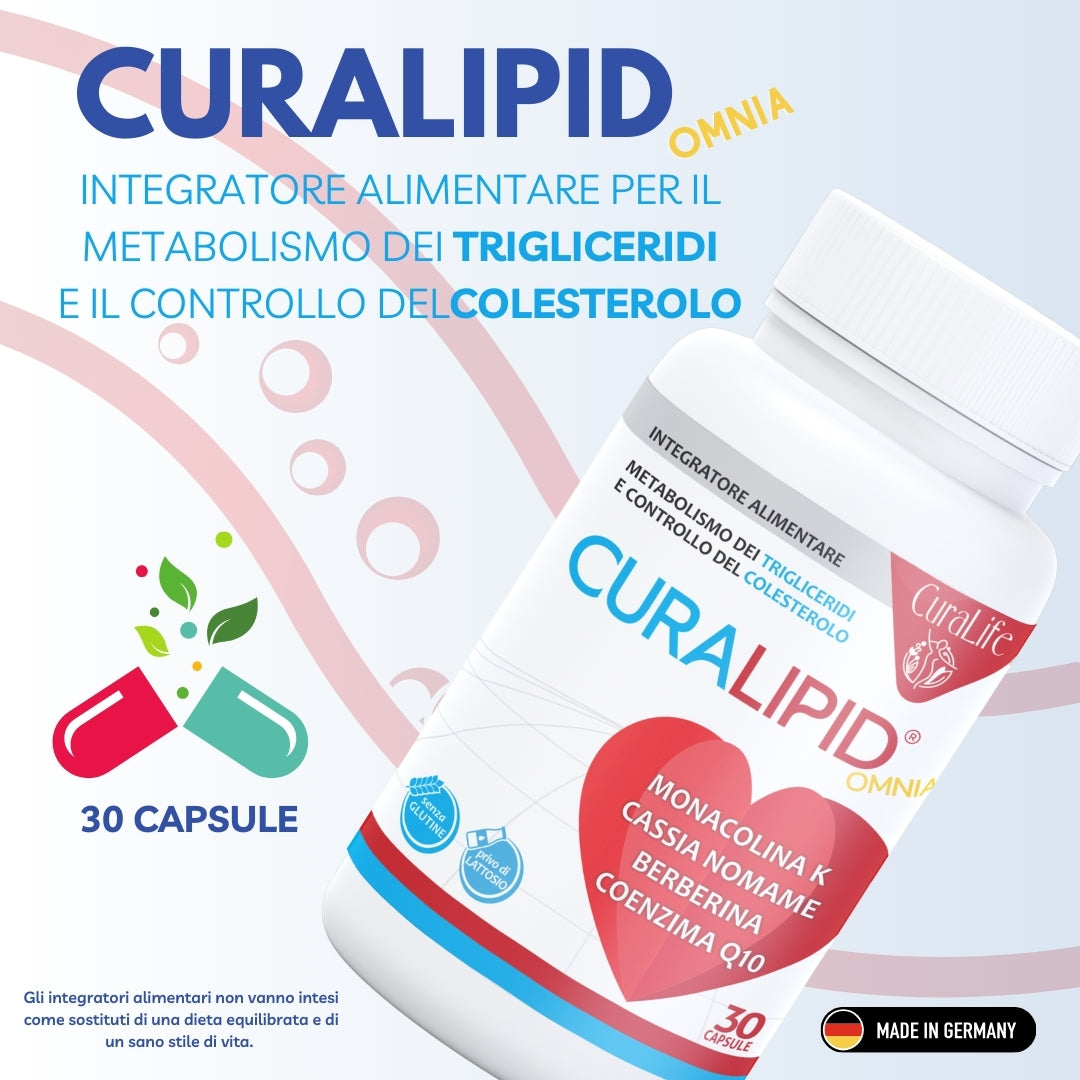 Curalipid Omnia 30 Cps Integratore Alimentare Di Monacolina K - Cassia Nomame - Berberina E Coenzima Q10 - Aiuta A Mantenere I Normali Livelli Di Colesterolo Nel Sangue