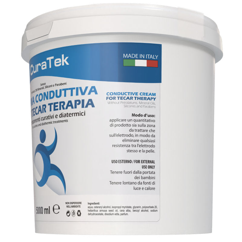 Crema per Tecaterapia CuraTek Tecar Conduttiva Fluida Idratante 5 Litri Diatermia Radiofrequenza (5L) Formato Convenienza