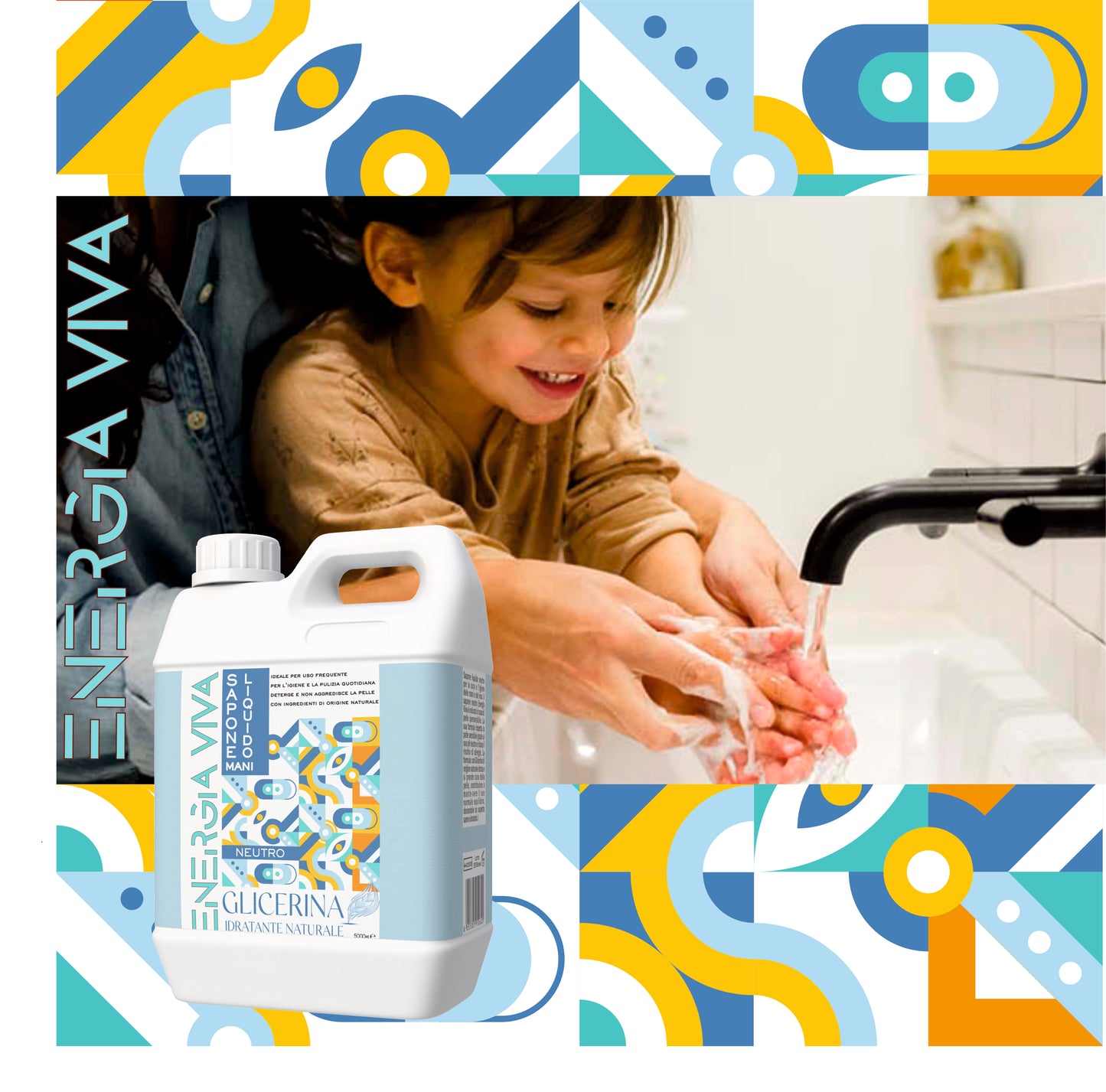 Sapone Liquido Neutro con Glicerina Idratante Naturale, Formula Delicata per Mani e Viso Formato Risparmio 5 L