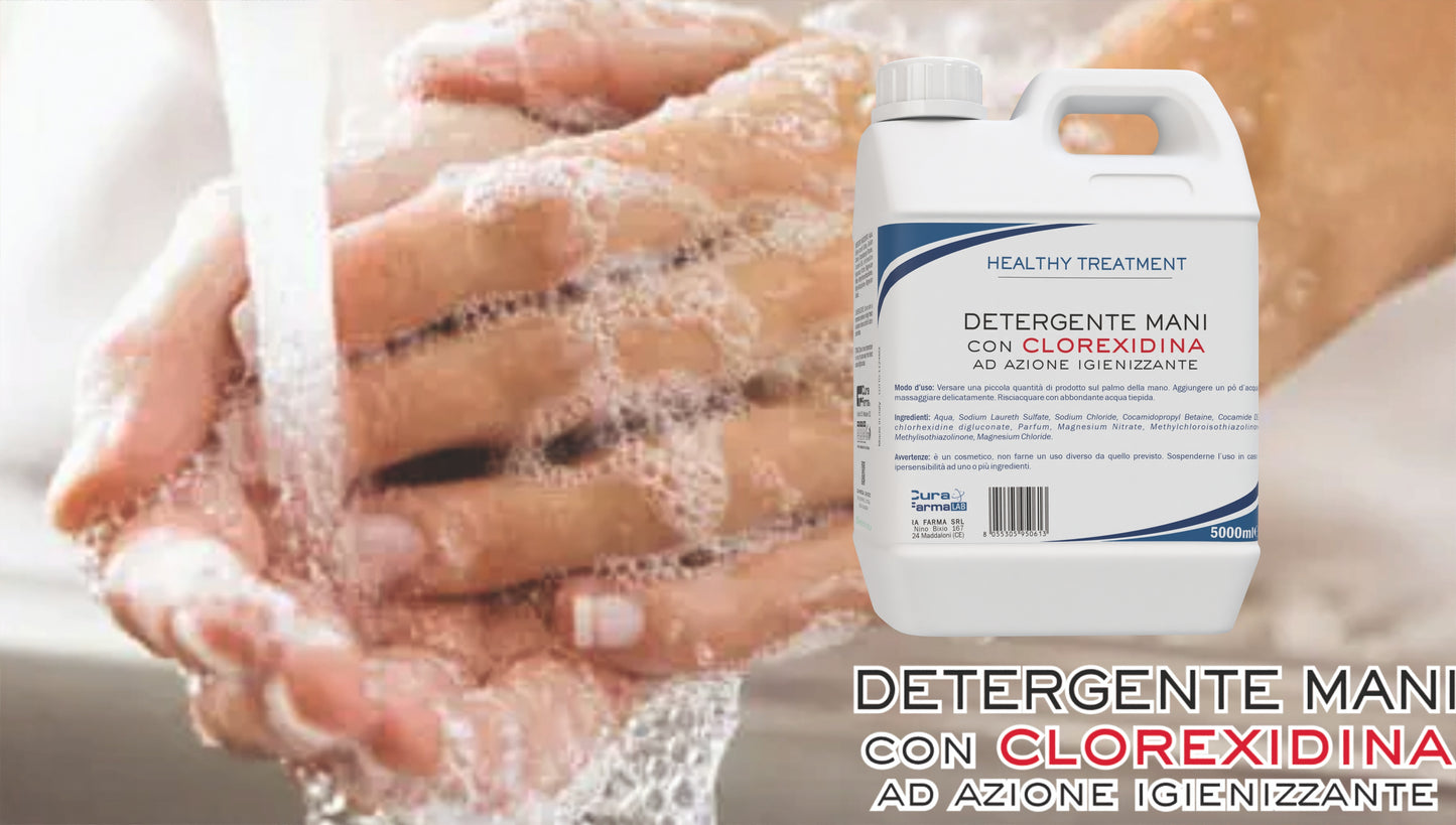 Sapone Mani 5L – Sapone Liquido Delicato e Profumato Clorexidina - Formato Risparmio 5000 ML – Per tutti i tipi di pelle - Originale Cura Farma
