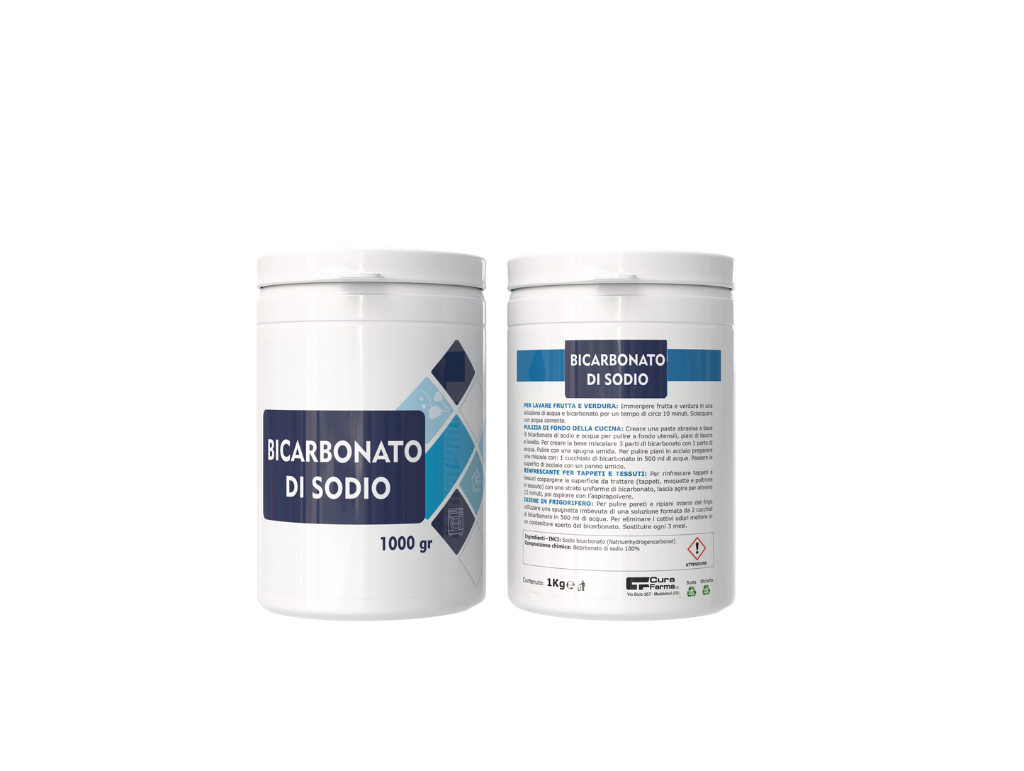 Bicarbonato di Sodio Multiuso, 1kg, per Pulizia Casa e Cucina, Deodorante Frigorifero, Lavaggio Frutta e Verdura