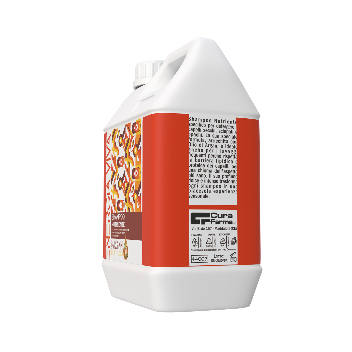 Shampoo Nutriente all'Olio di Argan, 5 Litri, per Capelli Secchi e Sfibrati