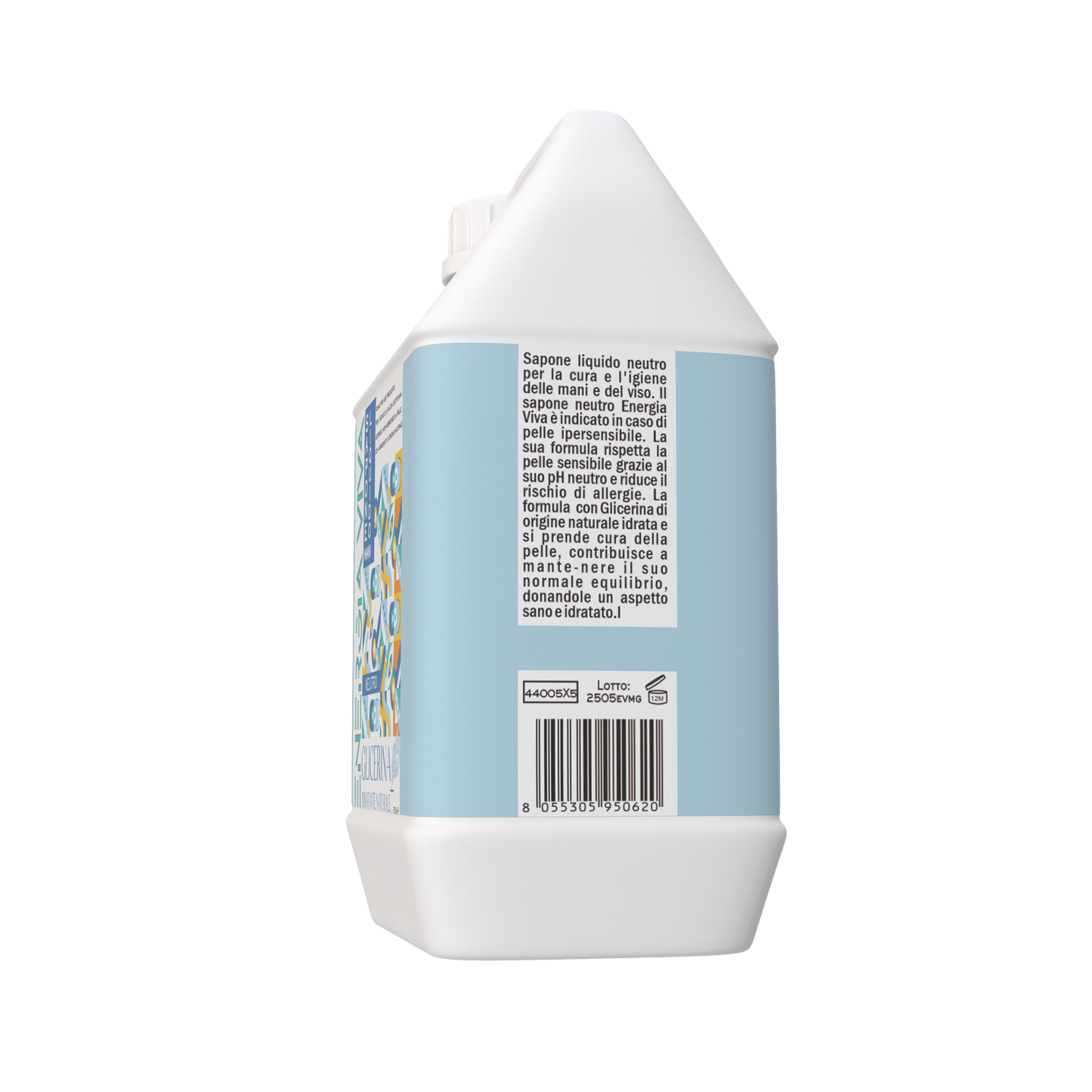 Sapone Liquido Neutro con Glicerina Idratante Naturale, Formula Delicata per Mani e Viso Formato Risparmio 5 L