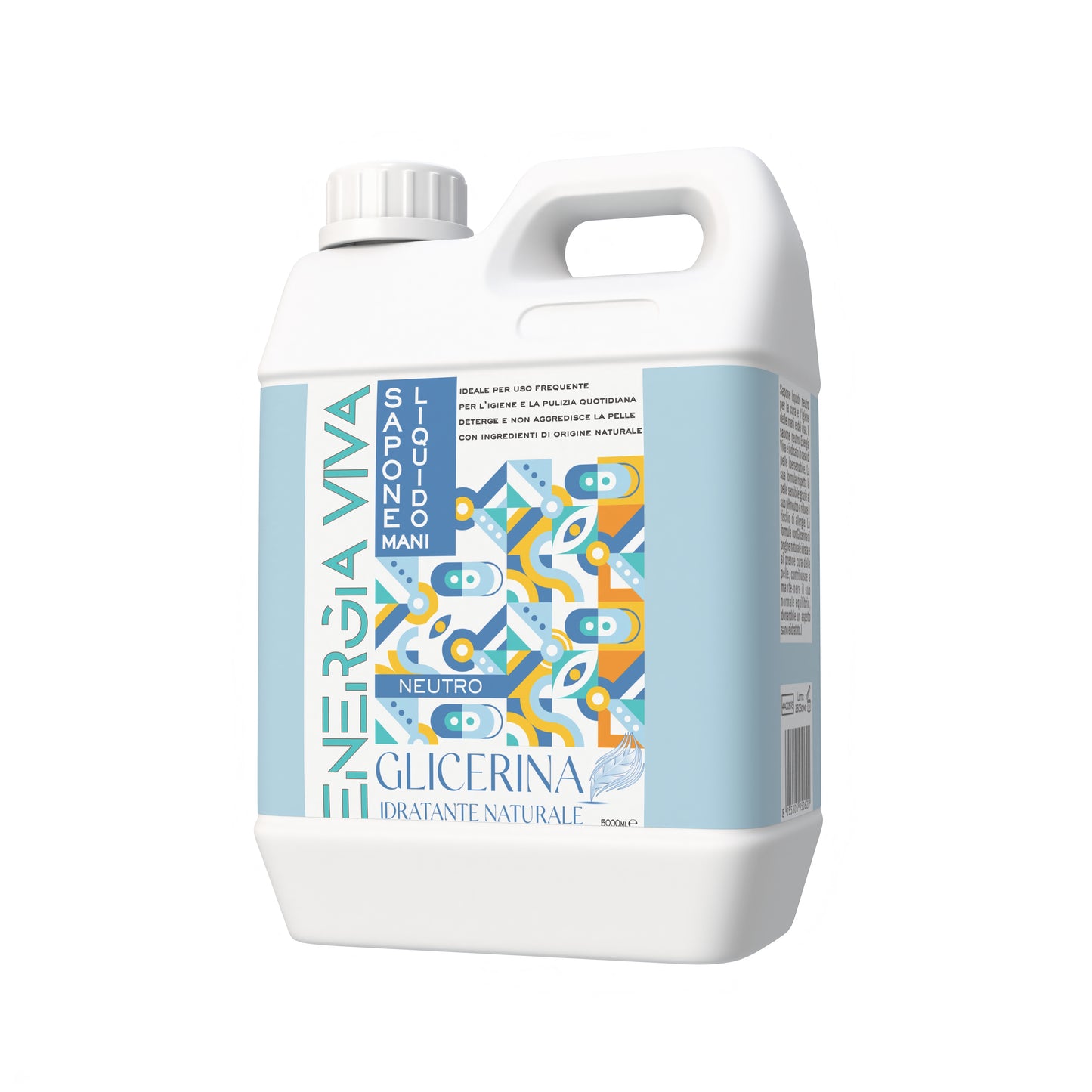Sapone Liquido Neutro con Glicerina Idratante Naturale, Formula Delicata per Mani e Viso Formato Risparmio 5 L