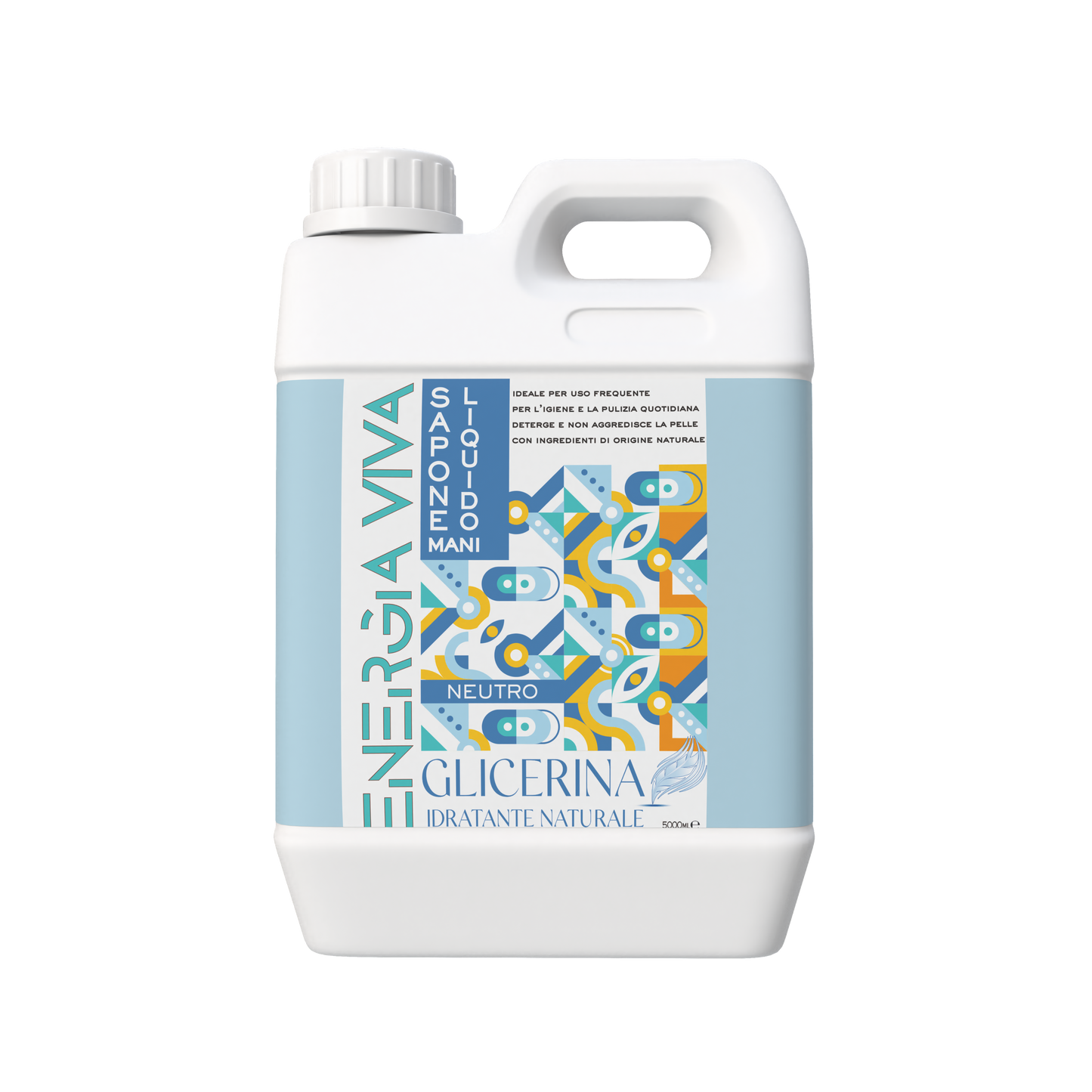 Sapone Liquido Neutro con Glicerina Idratante Naturale, Formula Delicata per Mani e Viso Formato Risparmio 5 L