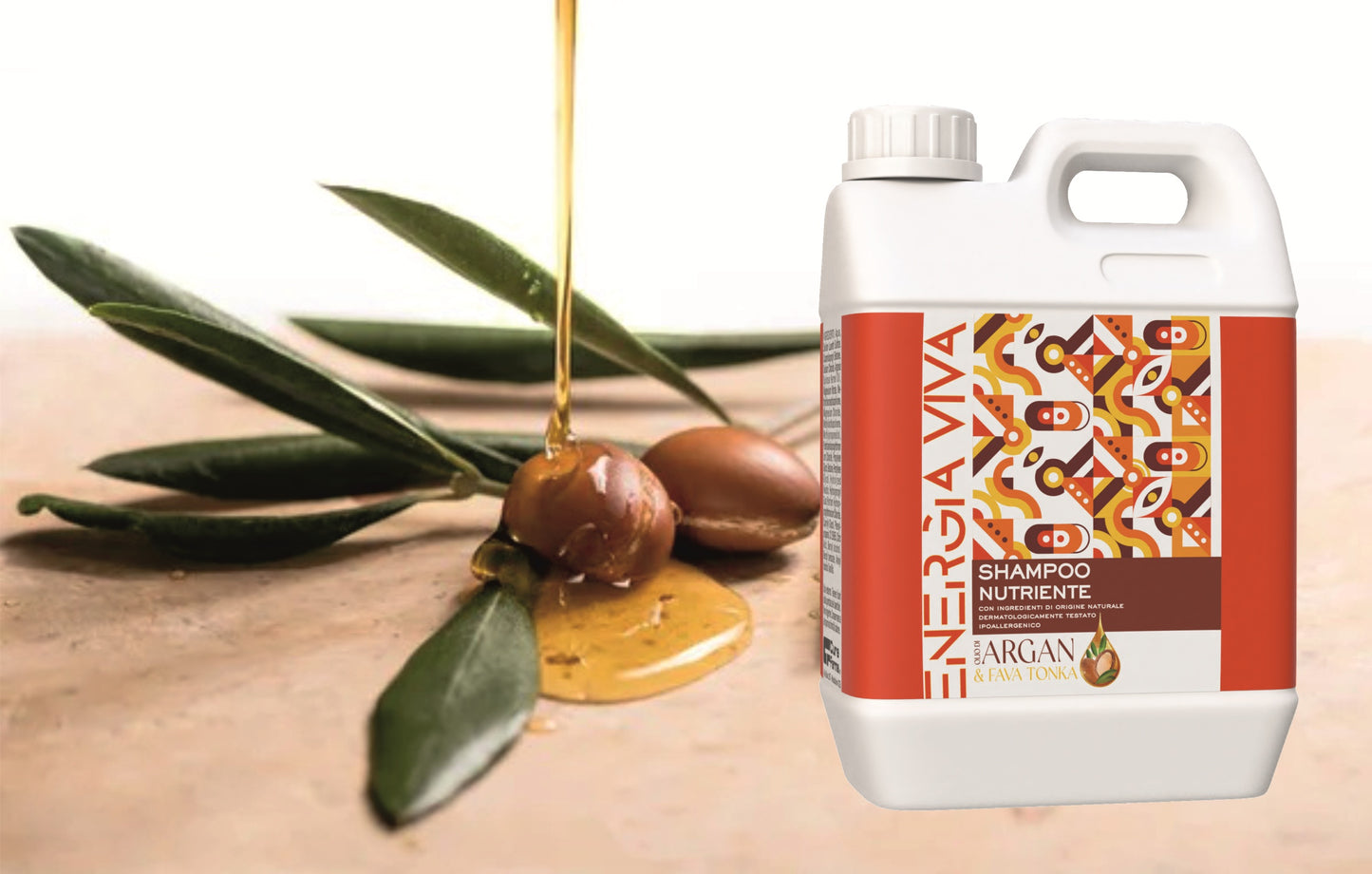 Shampoo Nutriente all'Olio di Argan, 5 Litri, per Capelli Secchi e Sfibrati