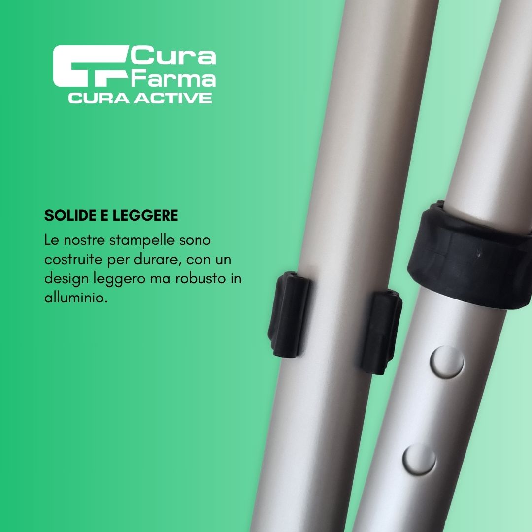 Cura Active 2 Stampelle Avambraccio Canadesi Regolabili, Allumino Leggero e Robusto