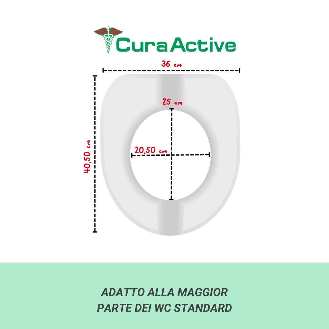 Cura Active Rialzo WC 10/14 cm Coperchio - Resistente e Facile da Pulire