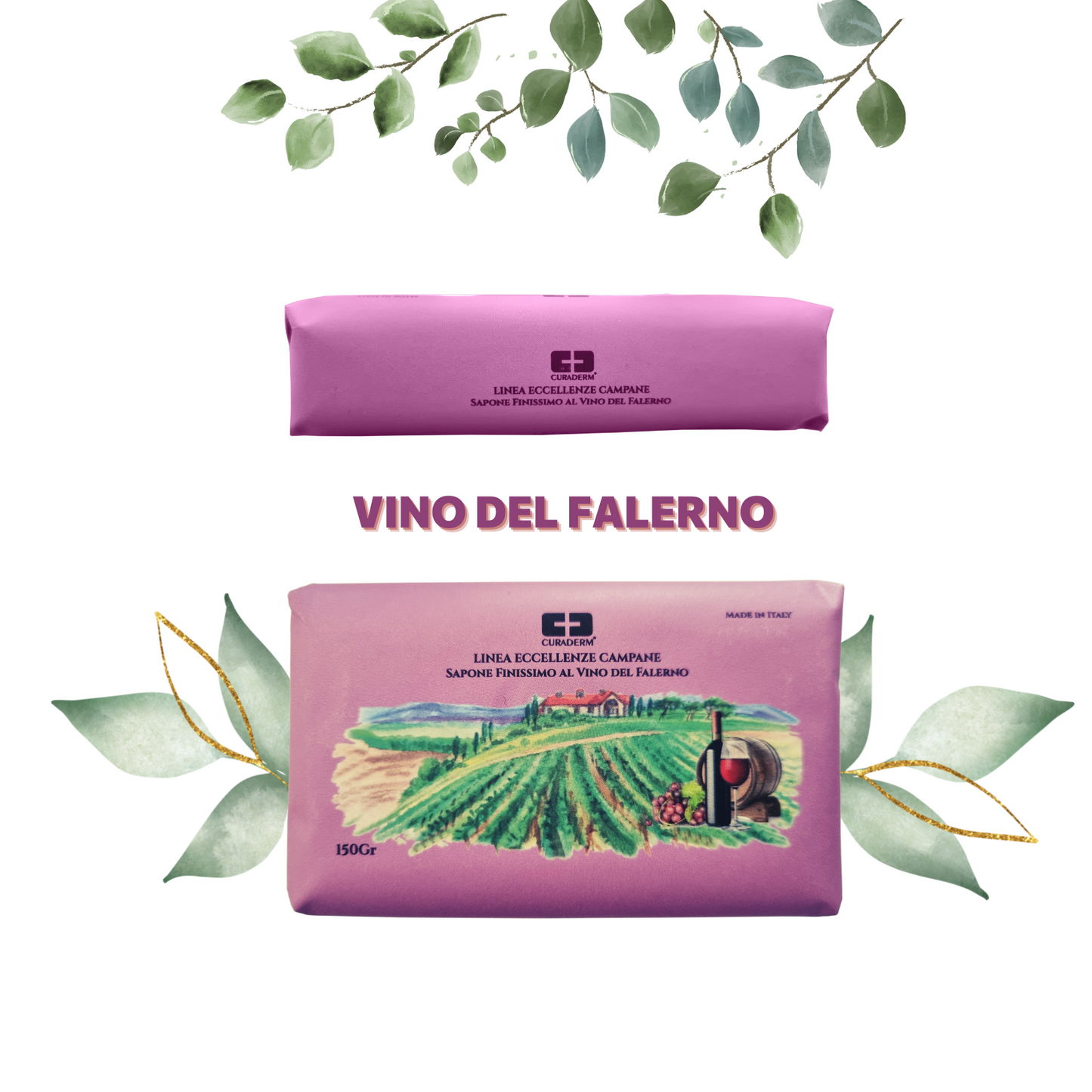 Sapone VINO FALERNO Naturale 3 SAPONETTE OLIO 100% Vegetale 3x150g Made in Italy