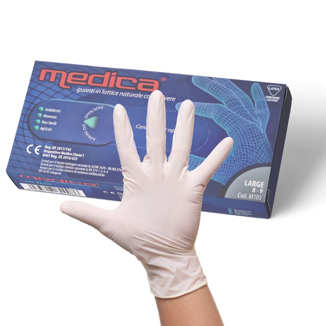 Guanti in Lattice Facili da Indossare Confortevoli e Morbidi. Adatti a Professionisti. Confezione 100 pz Taglie S - M - L