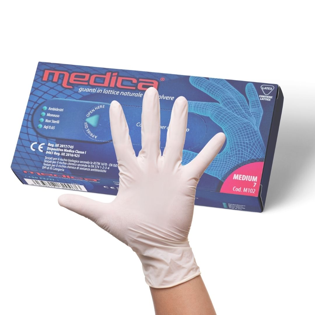 Guanti in Lattice Facili da Indossare Confortevoli e Morbidi. Adatti a Professionisti. Confezione 100 pz Taglie S - M - L