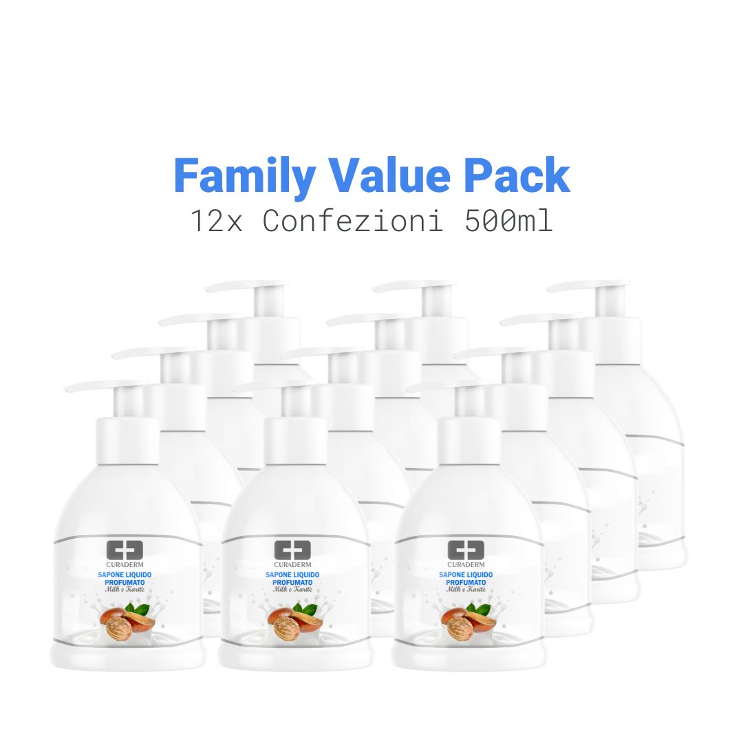 Sapone Liquido PROFUMATO Latte e Karitè IDRATANTE 12x Pack