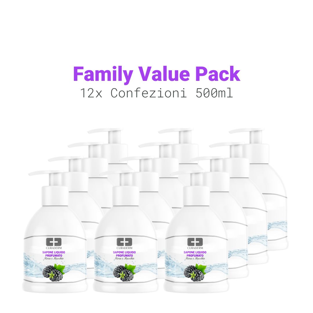Sapone Liquido PROFUMATO Mora e Muschio EMOLIENTE 12x Pack