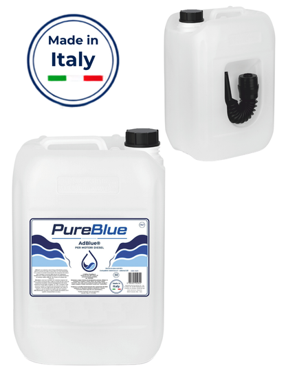 PureBlue AdBlue 10LT – Additivo Urea per Motori Diesel SCR, Conforme ISO 22241, Riduzione NOx Euro 6 – Made in Italy – Beccuccio Anti-Fuoruscita Incluso – Fluido Scarico Diesel (DEF/AUS 32)