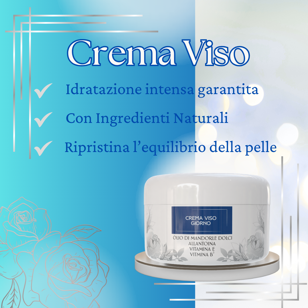 Crema Viso Idratante Giorno 500 ml con Acido Ialuronico, Vitamina E, Vitamina B3 e Olio di Mandorle Dolci – Crema Antirughe Effetto Lifting Naturale – Texture Leggera e Non Unge
