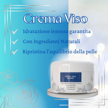 Crema Viso Idratante Giorno 500 ml con Acido Ialuronico, Vitamina E, Vitamina B3 e Olio di Mandorle Dolci – Crema Antirughe Effetto Lifting Naturale – Texture Leggera e Non Unge