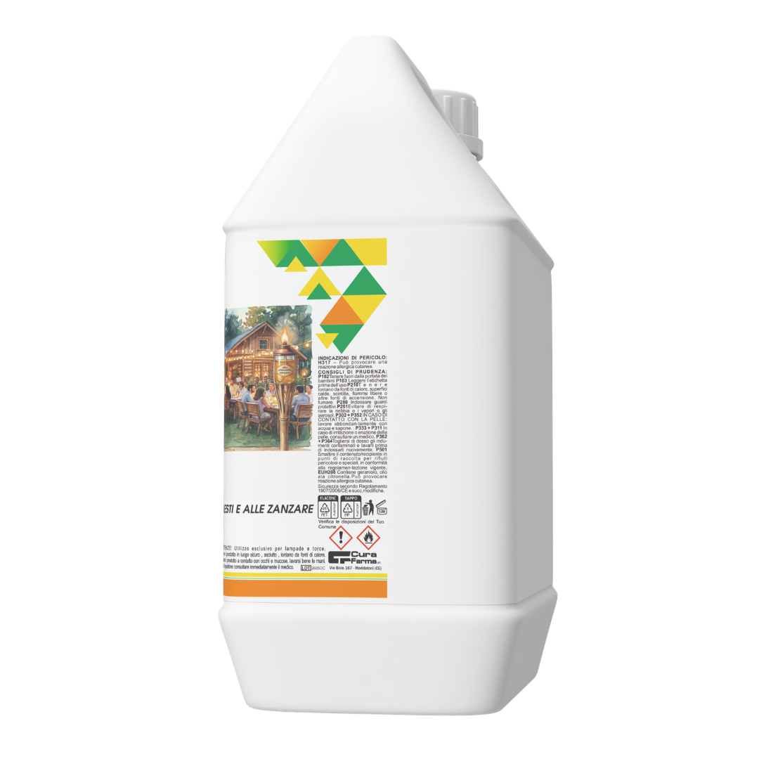 Olio alla Citronella 5 Litri – Repellente Naturale per Zanzare – Uso Esterno per Giardini, Terrazze e Campeggio – Profumazione Fresca e Duratura – Tanica