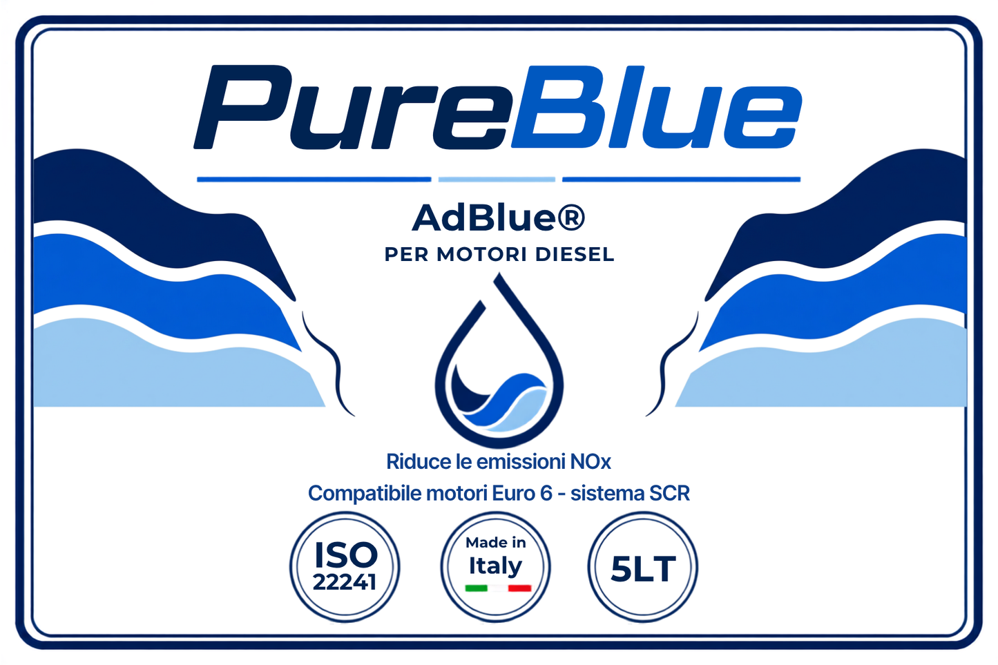 PureBlue AdBlue 10LT – Additivo Urea per Motori Diesel SCR, Conforme ISO 22241, Riduzione NOx Euro 6 – Made in Italy – Beccuccio Anti-Fuoruscita Incluso – Fluido Scarico Diesel (DEF/AUS 32)