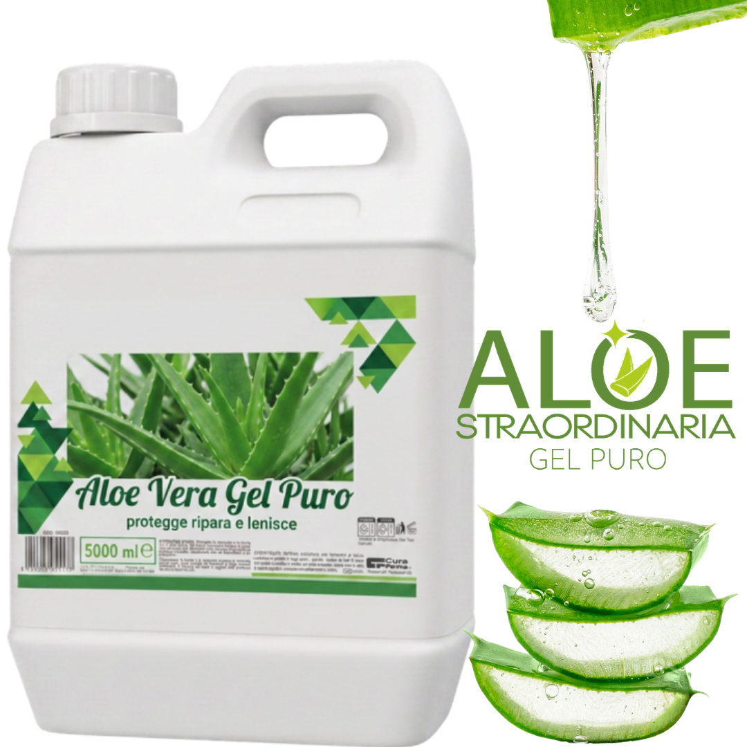 Gel Aloe Vera 5000 ml | Aloe Vera Pura per Viso, Corpo e Dopo Sole | Idratante, Lenitivo e Rinfrescante | Uso Quotidiano | Formato Conveniente