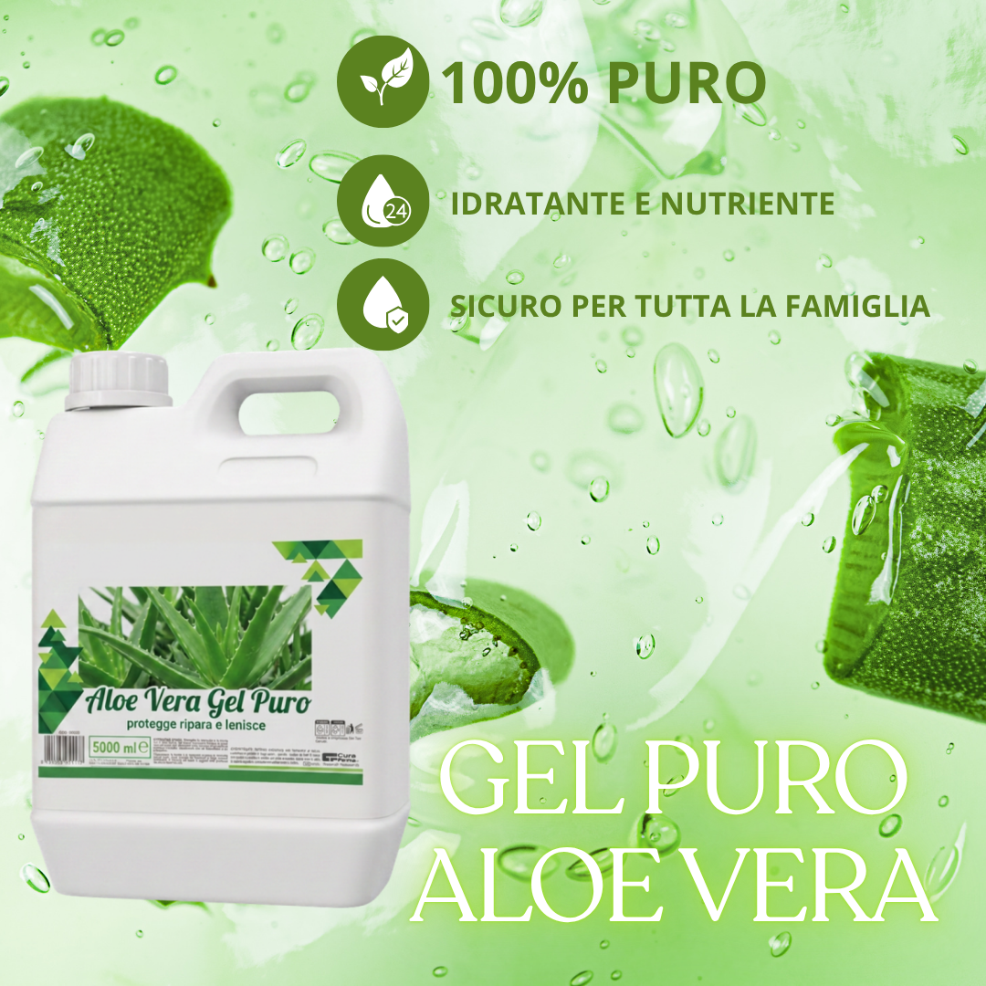 Gel Aloe Vera 5000 ml | Aloe Vera Pura per Viso, Corpo e Dopo Sole | Idratante, Lenitivo e Rinfrescante | Uso Quotidiano | Formato Conveniente