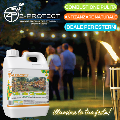 Olio alla Citronella 5 Litri – Repellente Naturale per Zanzare – Uso Esterno per Giardini, Terrazze e Campeggio – Profumazione Fresca e Duratura – Tanica