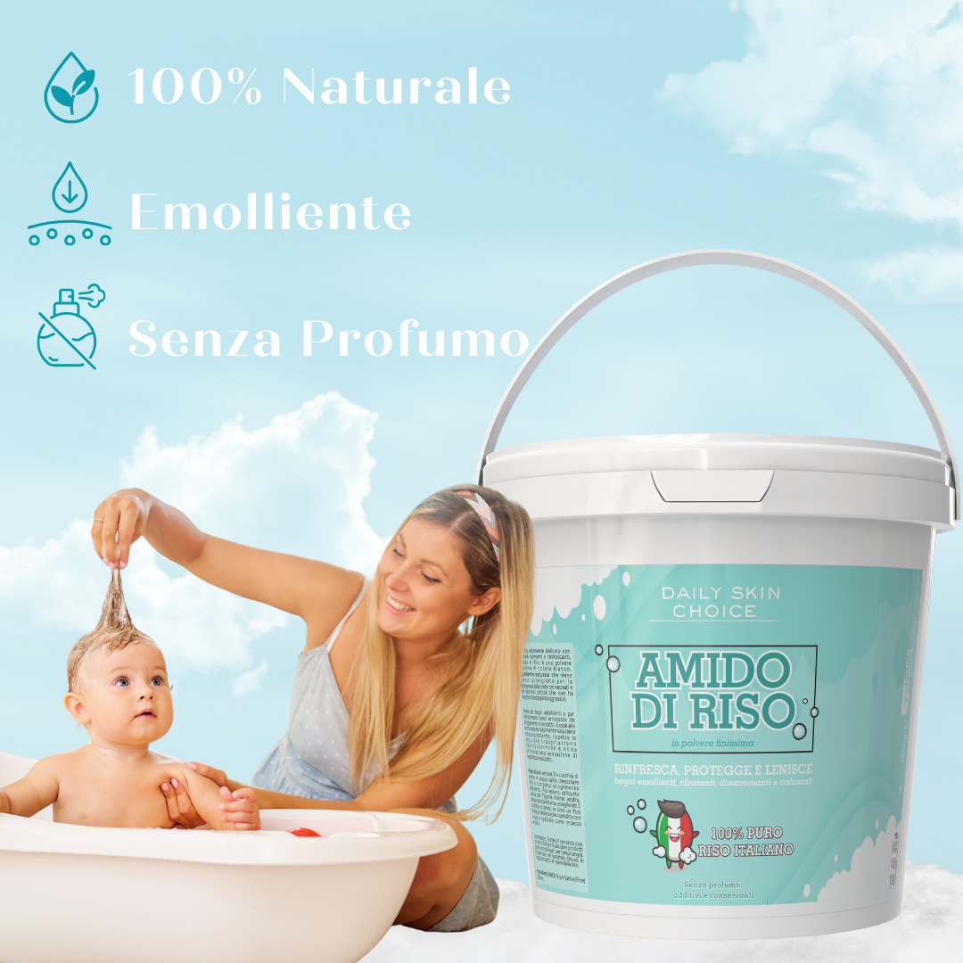 Amido di Riso Puro Italiano per Bagno, Lenitivo e Rinfrescante, 2,5 kg