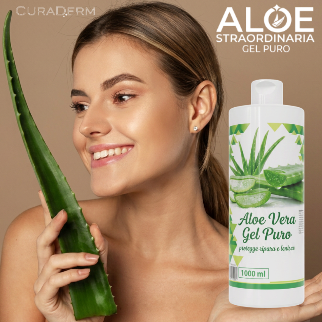 Gel di Aloe Vera 1000 ml Puro – Idratante, Lenitivo e Rinfrescante per Viso, Corpo e Capelli – Formula con Aloe Vera, Assorbimento Rapido, Non Appiccica – Adatto a Tutti i Tipi di Pelle