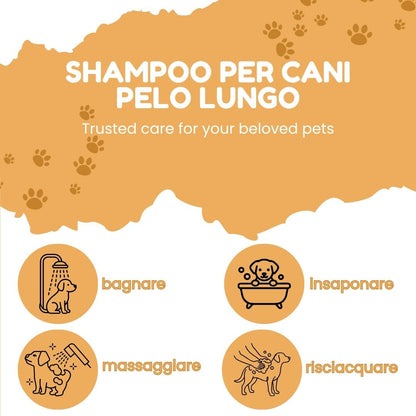 Pawli Shampoo per Cani a Pelo Lungo 5 Litri – Profumo Talco – Pelo Lucido e Facile da Pettinare – con Proteine del Grano – Formato Professionale per Toelettatura – Made in Italy