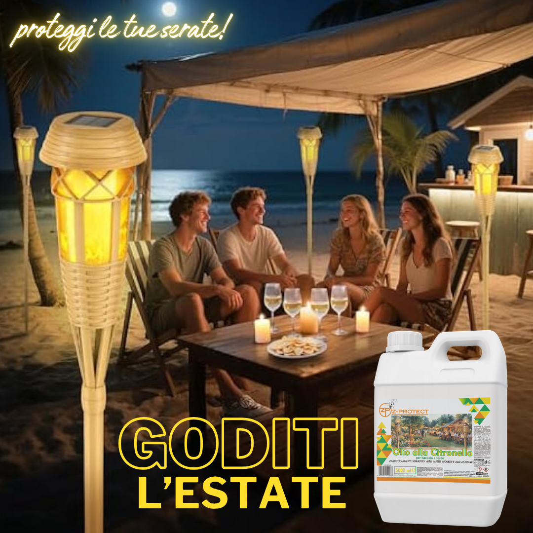 Olio alla Citronella 5 Litri – Repellente Naturale per Zanzare – Uso Esterno per Giardini, Terrazze e Campeggio – Profumazione Fresca e Duratura – Tanica