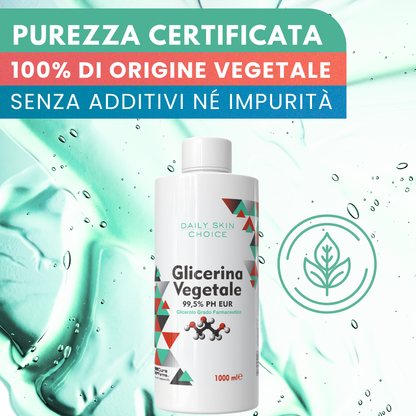 Glicerina Vegetale Pura 1 litro – 100% Naturale da Oli Vegetali – Uso Cosmetico, Alimentare e Farmaceutico – Idratante per Pelle e Capelli – Alta Purezza