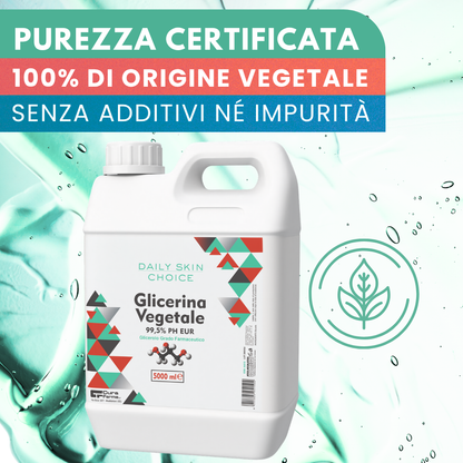 Glicerina Vegetale Pura 5 Litri (USP/Ph. Eur.) – 100% Naturale da Oli Vegetali – Uso Cosmetico, Alimentare e Farmaceutico – Idratante per Pelle e Capelli – Alta Purezza