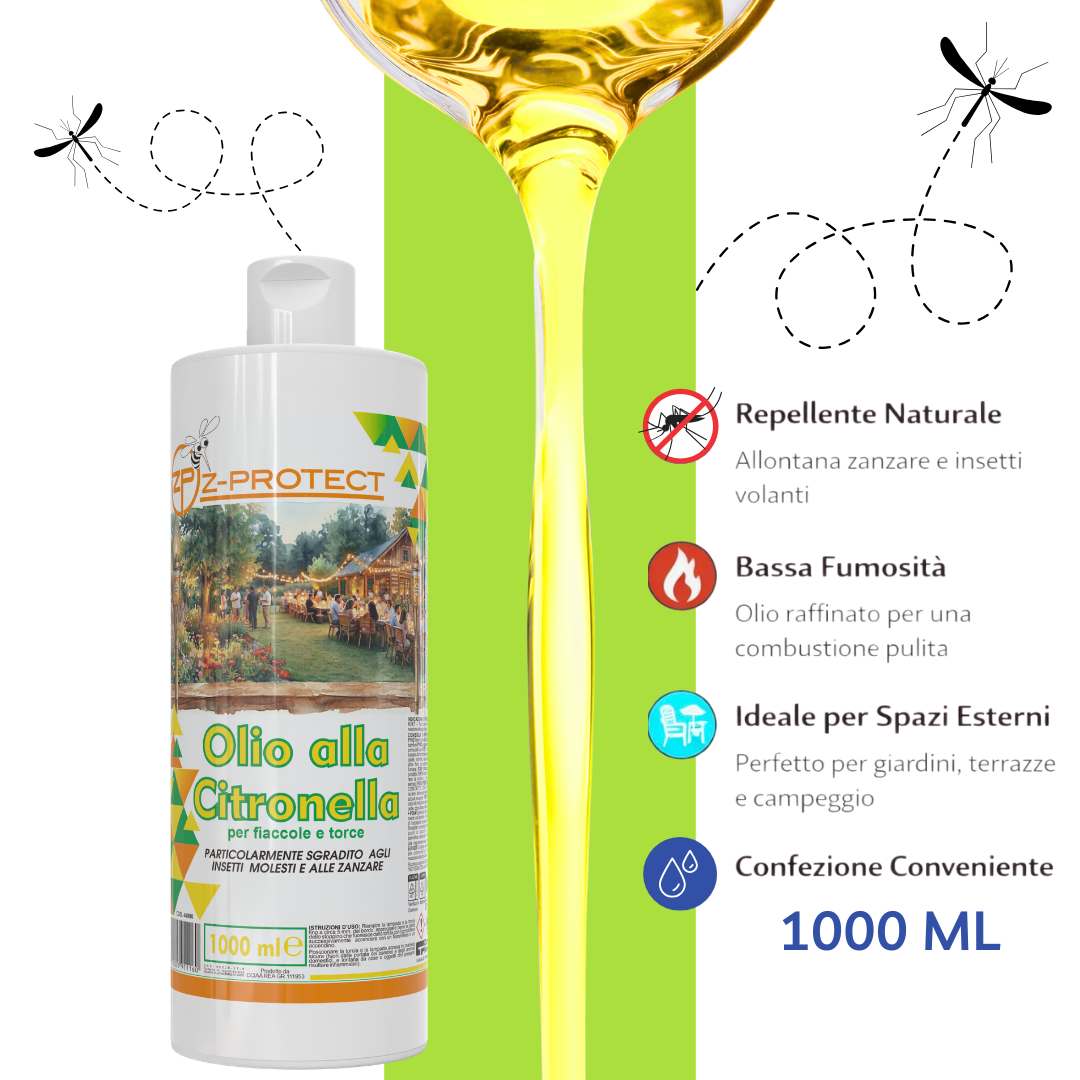 Olio di Citronella 1 Litro Puro e Concentrato | Profumo Fresco Agrumato | Ideale per Diffusori, Ambiente, Giardino e Uso Aromatico | Formato Convenienza 1000 ml