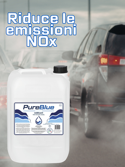 PureBlue AdBlue 10LT – Additivo Urea per Motori Diesel SCR, Conforme ISO 22241, Riduzione NOx Euro 6 – Made in Italy – Beccuccio Anti-Fuoruscita Incluso – Fluido Scarico Diesel (DEF/AUS 32)