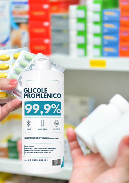 Glicole Propilenico 1 L Cura Farma | Puro 99,9 % – Uso Cosmetico, Tecnico e Fai-da-te | Solvente Idratante e Umidificante | Per Creme, Shampoo, Profumi, E-Liquid, e Cosmetici Artigianali