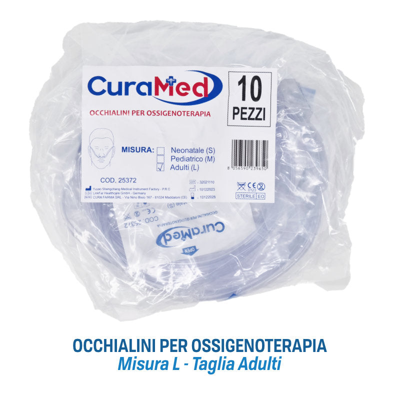 Occhialini Per Ossigeno con Cannula Nasale 200 cm. Pack 10 Pezzi