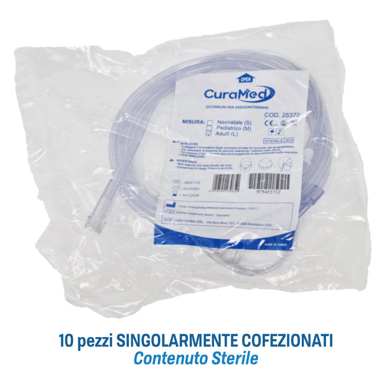 Occhialini Per Ossigeno con Cannula Nasale 200 cm. Pack 10 Pezzi