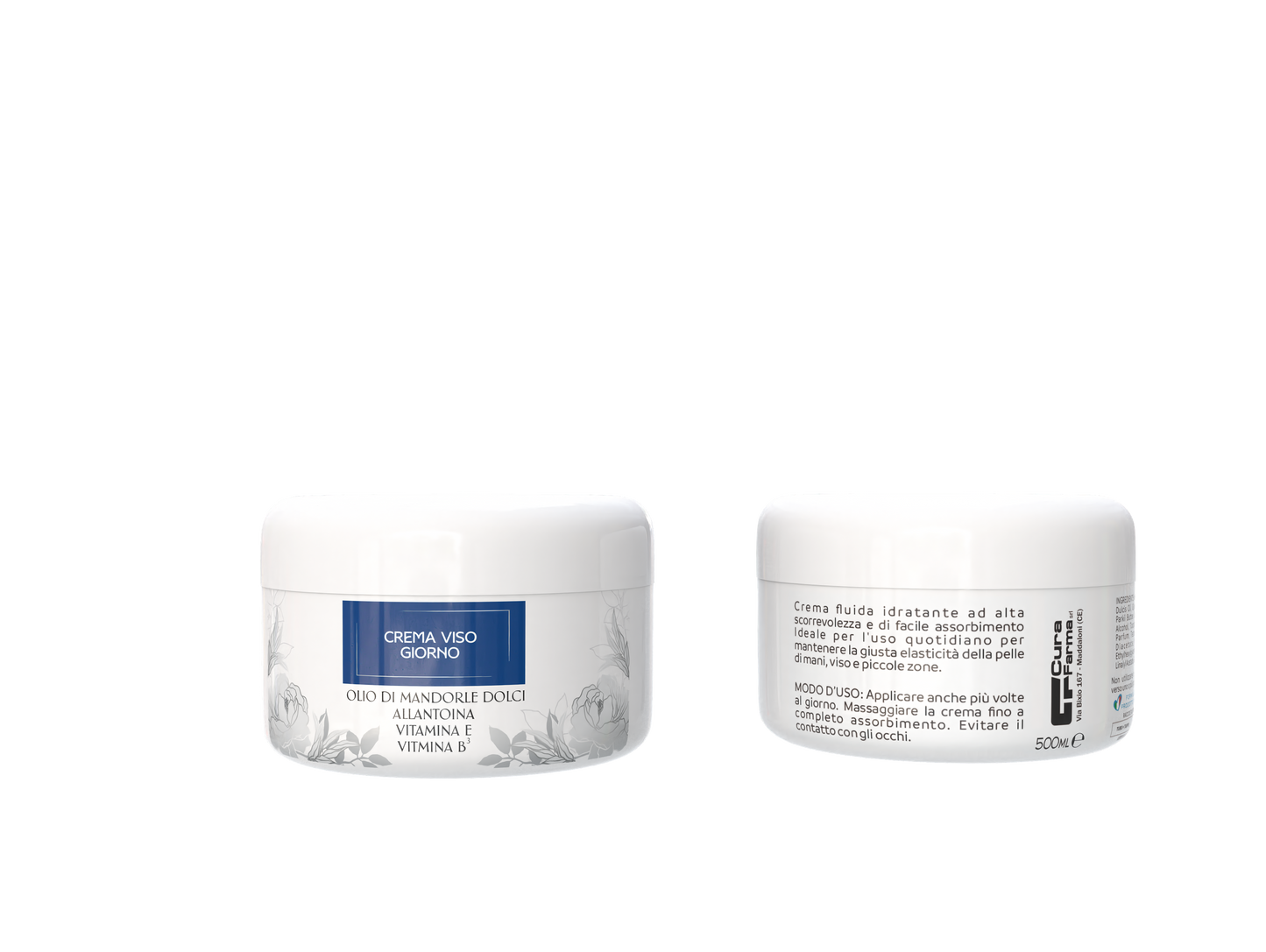 Crema Viso Idratante Giorno 500 ml con Acido Ialuronico, Vitamina E, Vitamina B3 e Olio di Mandorle Dolci – Crema Antirughe Effetto Lifting Naturale – Texture Leggera e Non Unge