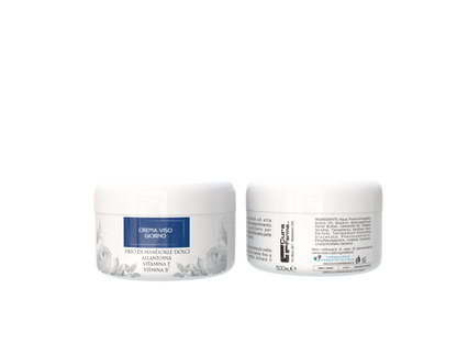 Crema Viso Idratante Giorno 500 ml con Acido Ialuronico, Vitamina E, Vitamina B3 e Olio di Mandorle Dolci – Crema Antirughe Effetto Lifting Naturale – Texture Leggera e Non Unge