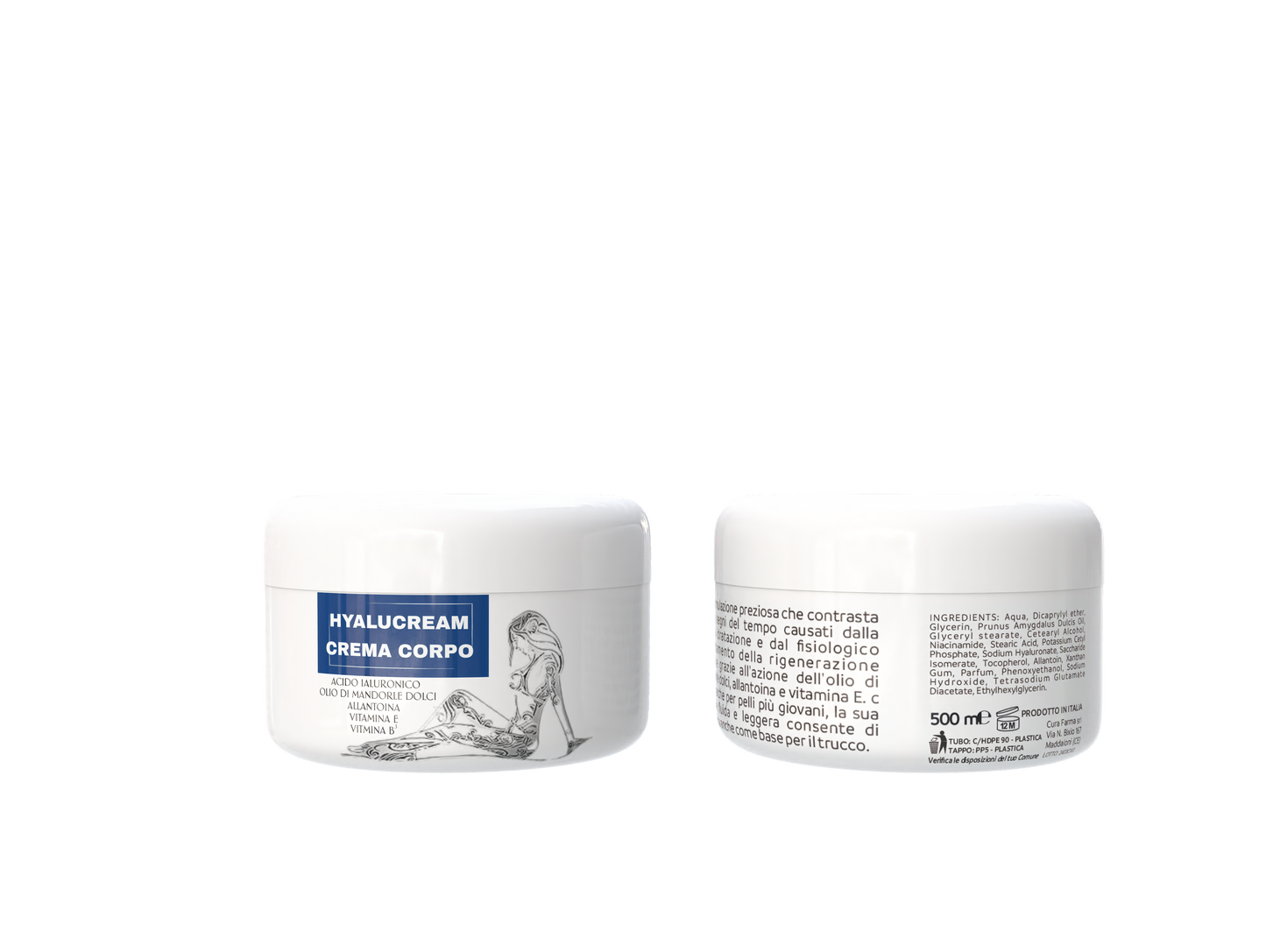 Crema Corpo Idratante 500 ml – Pelle Secca e Sensibile – con Acido Ialuronico, Burro di Karité, Olio di Mandorle Dolci e Vitamina E – Formula Nutriente e Lenitiva, Idratazione Profonda