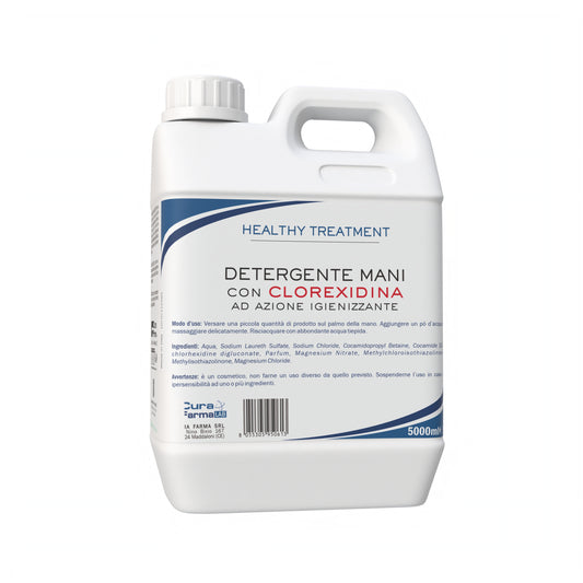 Sapone Mani 5L – Sapone Liquido Delicato e Profumato Clorexidina - Formato Risparmio 5000 ML – Per tutti i tipi di pelle - Originale Cura Farma