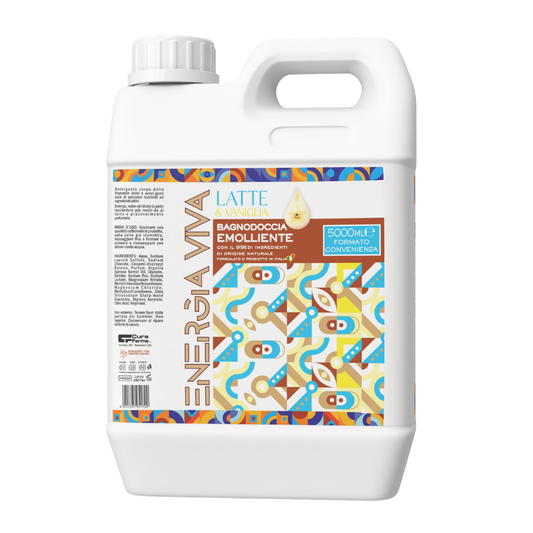 Bagnodoccia Latte e Vaniglia 5 Litri - Detergente Corpo Delicato, Formato Convenienza, Profumazione Avvolgente, Uso Quotidiano, Ideale per Famiglia, Ospedali, Hotel e Strutture Ricettive
