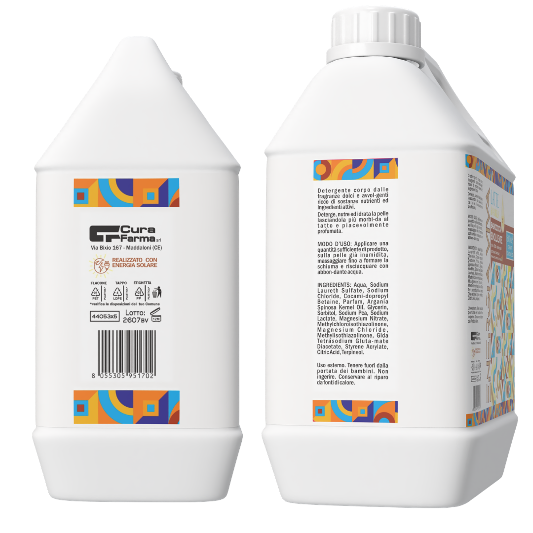 Bagnodoccia Latte e Vaniglia 5 Litri - Detergente Corpo Delicato, Formato Convenienza, Profumazione Avvolgente, Uso Quotidiano, Ideale per Famiglia, Ospedali, Hotel e Strutture Ricettive