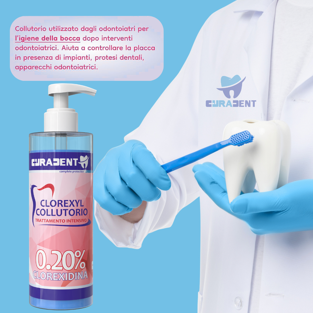 Collutorio Clorexidina 0,20% Professionale 1 Litro – Disinfettante Orale Antibatterico – Igiene Dentale Intensiva – Previene Infezioni e Placca – Uso Odontoiatrico e Domestico