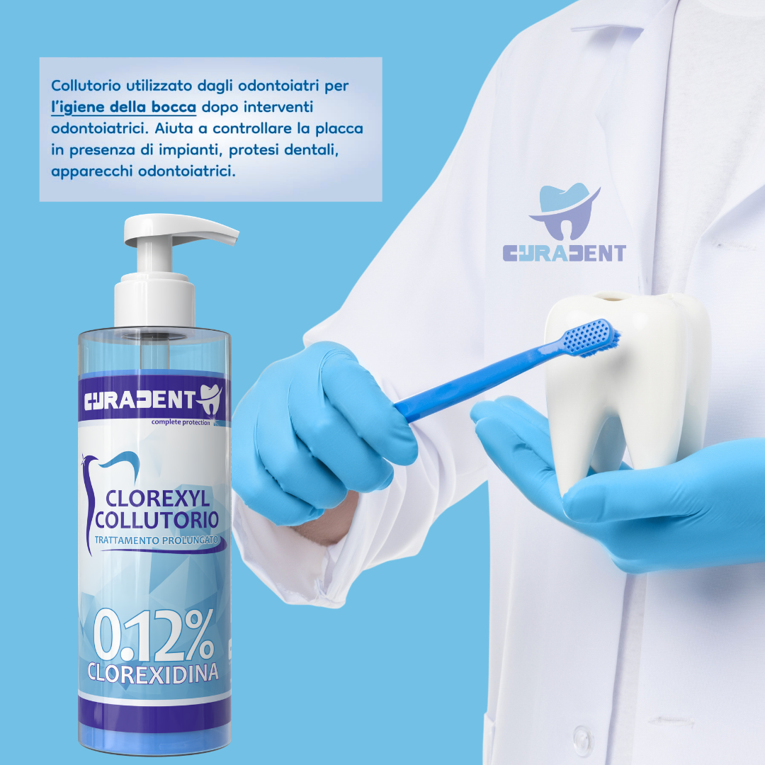 Collutorio Clorexidina 0,12% Professionale 1 Litro – Antibatterico Orale ad Uso Odontoiatrico e Domestico – Disinfettante per Gengive e Denti – Igiene Orale Intensiva e Prevenzione Infezioni