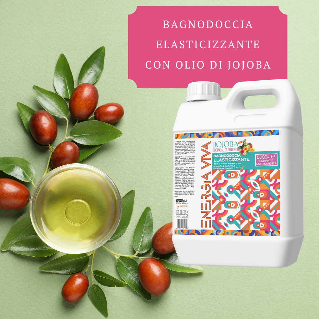 Bagnodoccia Elasticizzante Jojoba Tropical Experience 5 Litri – Detergente Corpo Idratante con Oli Naturali, Formula Delicata per Tutta la Famiglia, Maxi Formato Convenienza 5000 ml