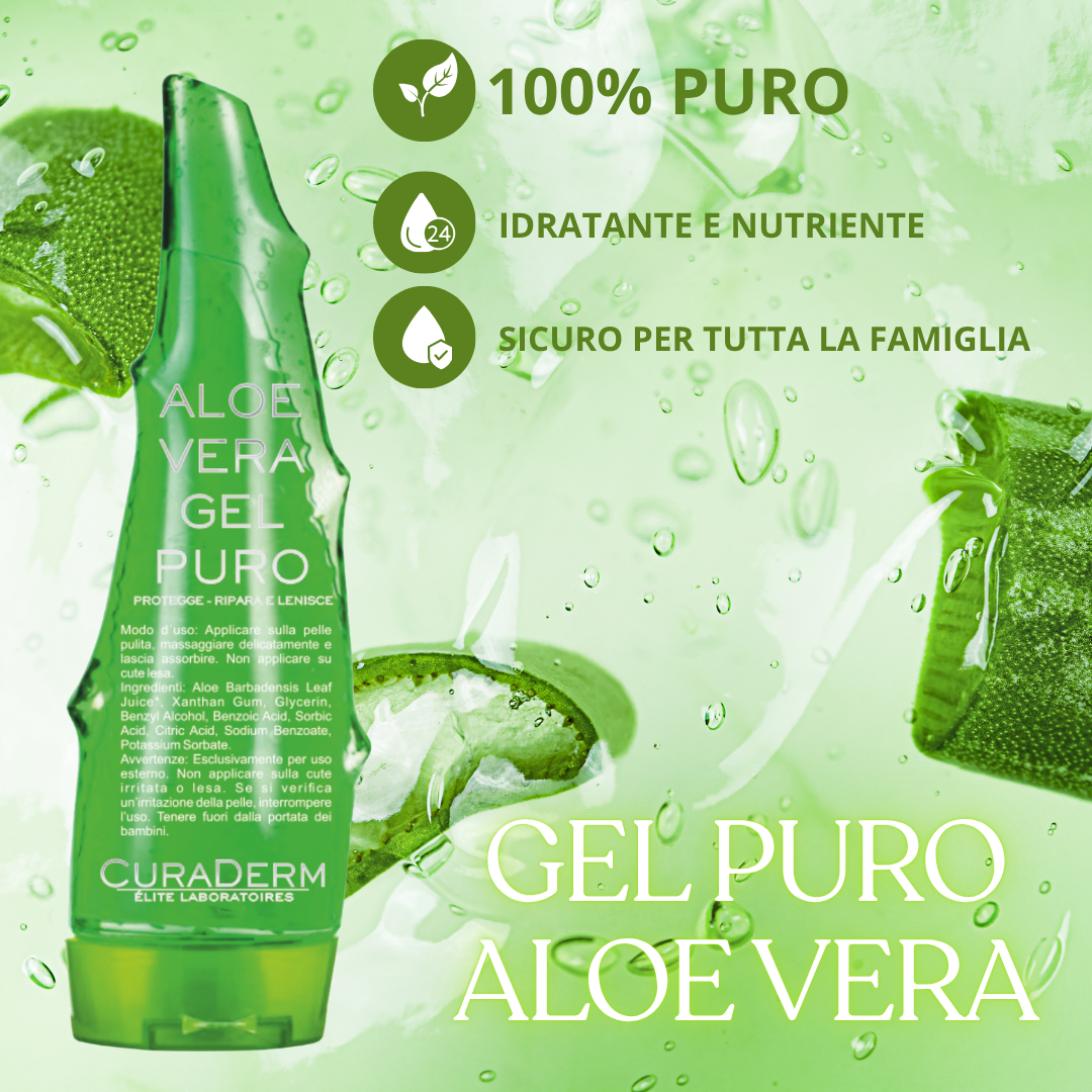 Aloe Vera Gel Puro 250 ml | Gel Idratante e Lenitivo per Viso, Corpo e Dopo Sole | Senza Parabeni, Senza Profumo | Uso Quotidiano