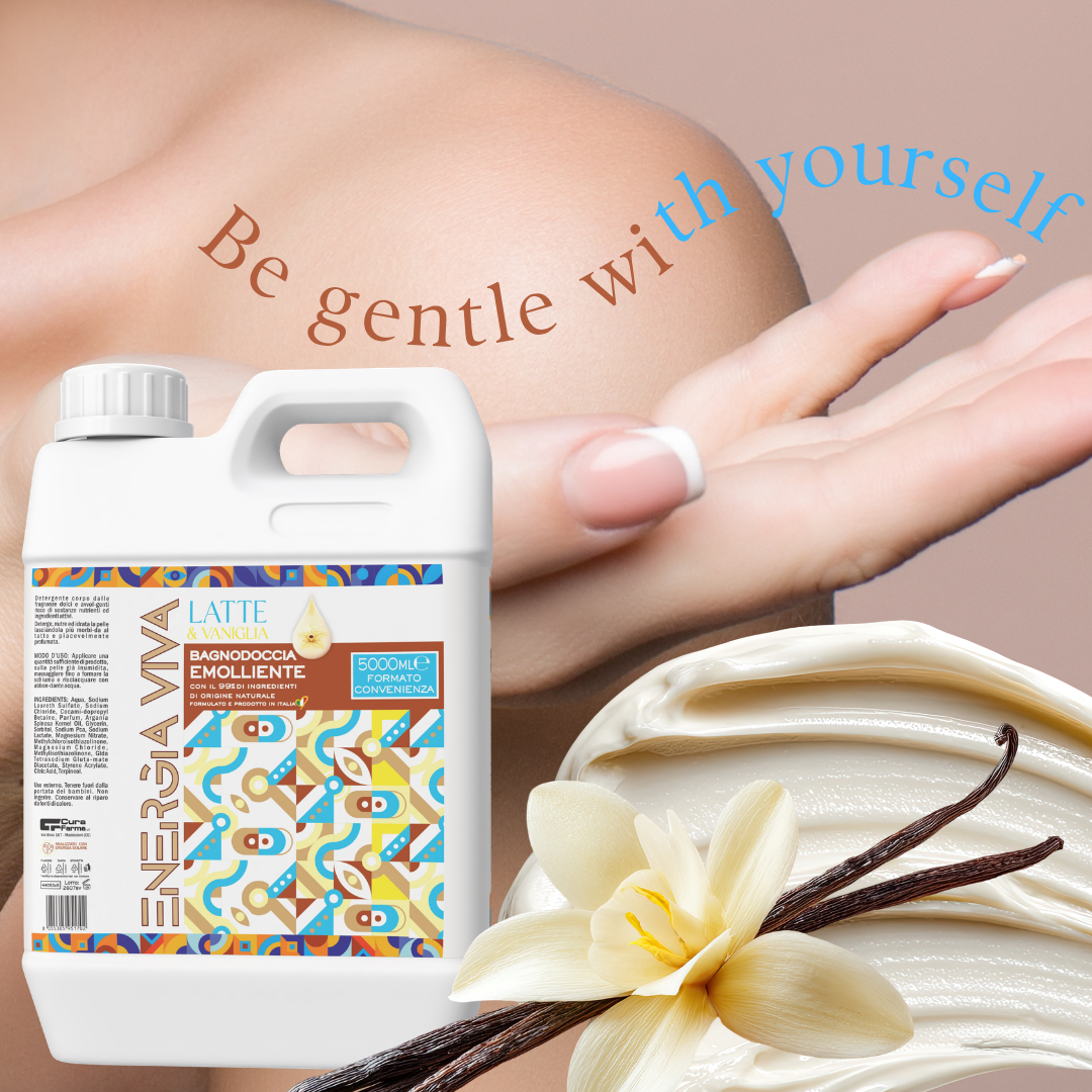 Bagnodoccia Latte e Vaniglia 5 Litri - Detergente Corpo Delicato, Formato Convenienza, Profumazione Avvolgente, Uso Quotidiano, Ideale per Famiglia, Ospedali, Hotel e Strutture Ricettive