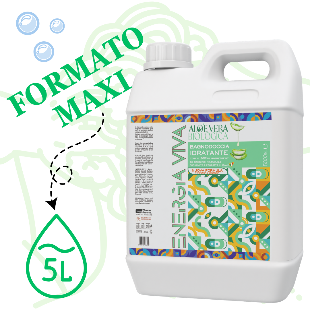 Bagnodoccia 5 Litri Eco Friendly – Sapone Liquido Delicato con Aloe Vera – Idratante e Lenitivo – Profumo Naturale – Formato Risparmio per Famiglie e Tutti i Tipi di Pelle